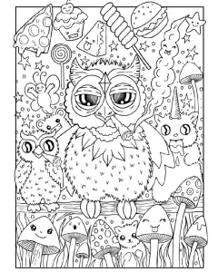 cannabis coloring relaxation owl