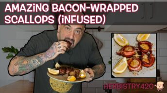 weed infused bacon scallops dinner